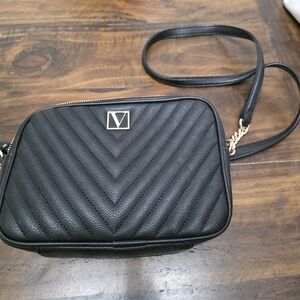 Victoria's Secret Black Quilted Crossbody Bag